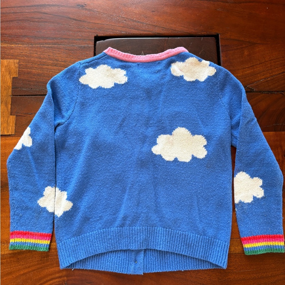 Mini Boden Blue Cardigan with Rainbow and Cloud Accents - Picture 7 of 7